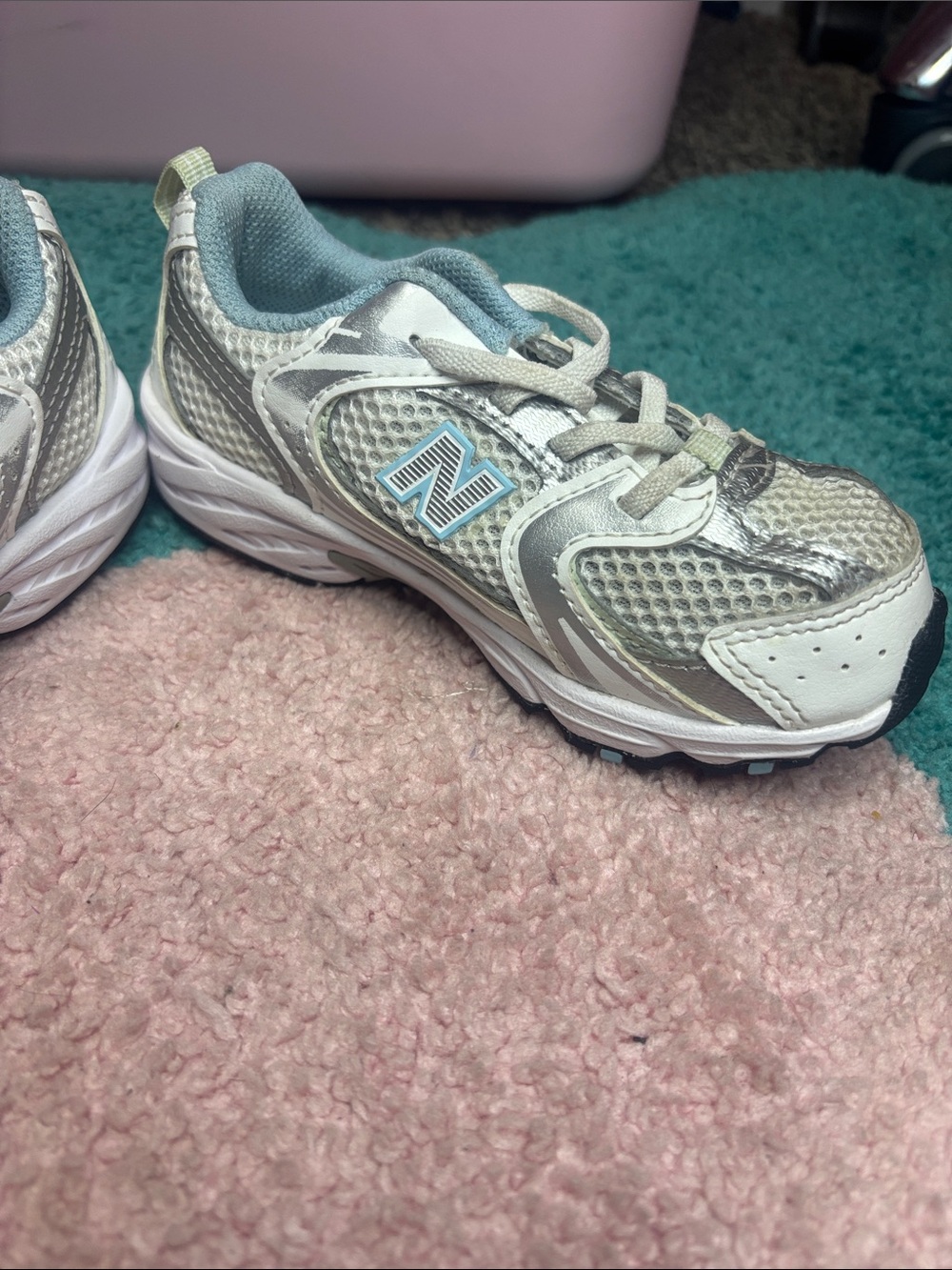 New Balance Kids Sneakers - Light Blue and Silver Accents - Picture 2 of 5